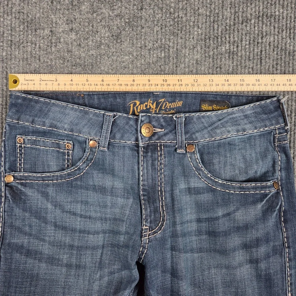 Wrangler Rock 47‎ Mens Slim Straight Medium Wash Jeans Blue MRS47RX 32x30
